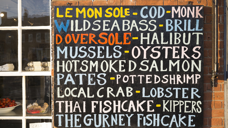 fish menu sign