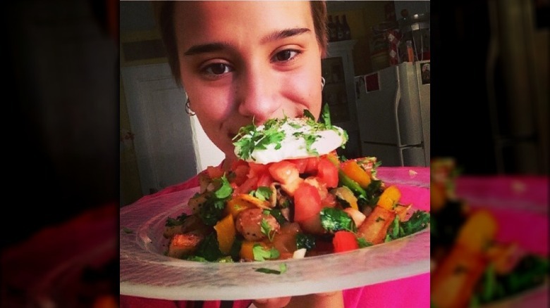 Sequoia Pranger with a plate of food