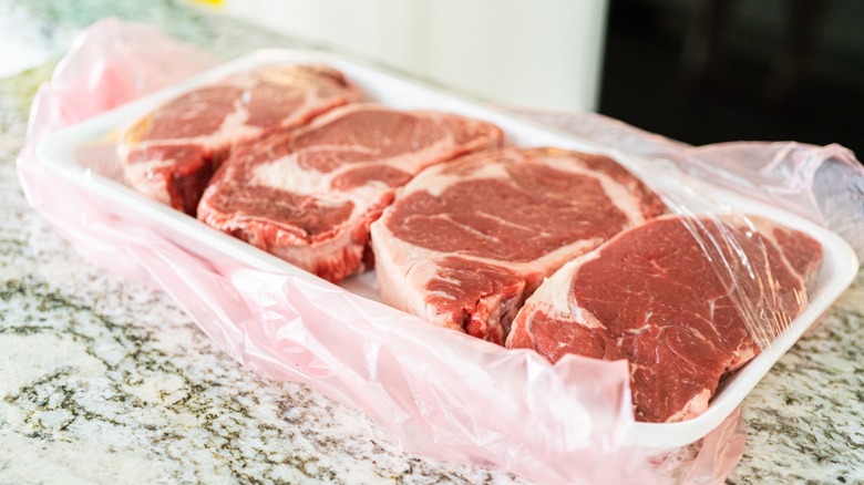 removing ribeye cuts from packaging