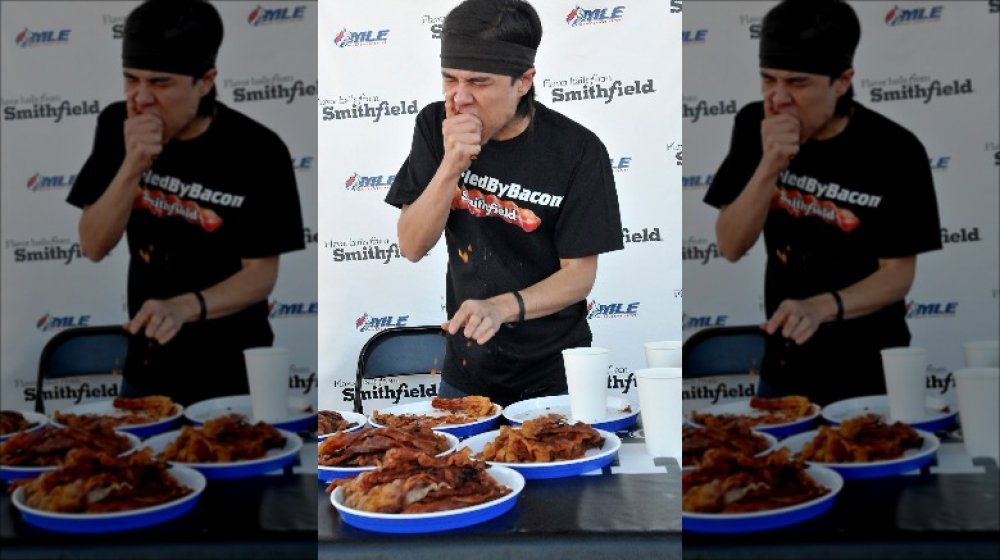 Matt Stonie eating bacon