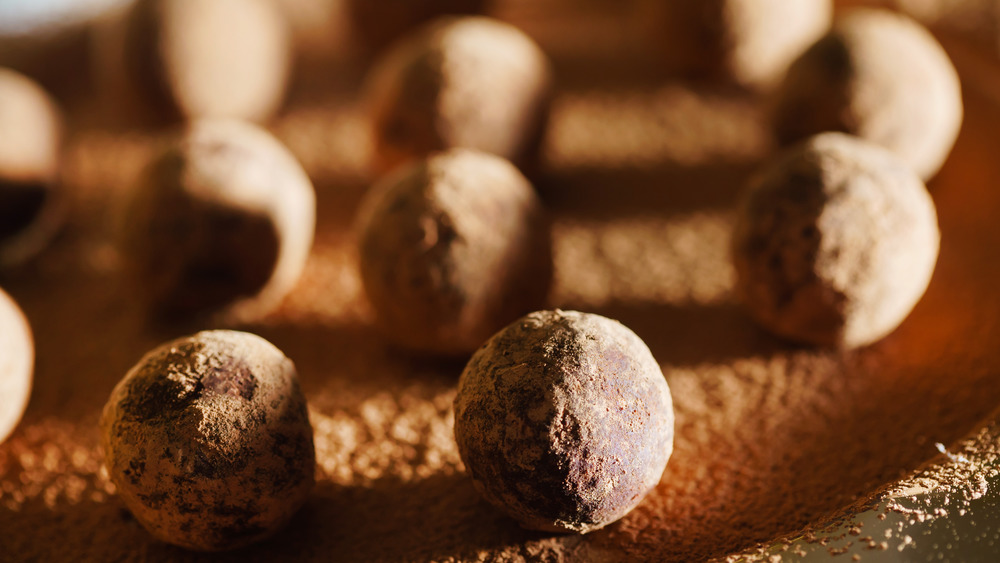 line of chocolate truffles