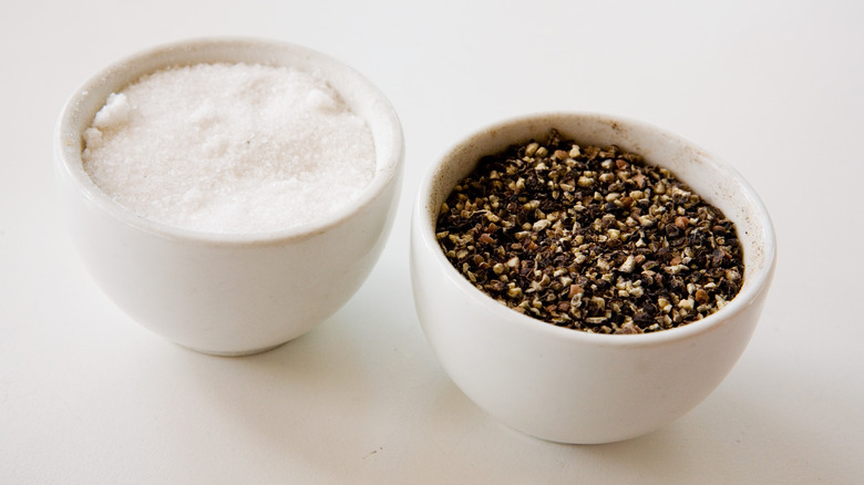 salt and pepper in bowls