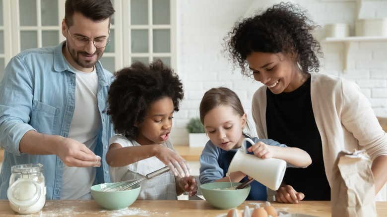 Parents and children cooking