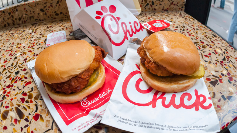 Chick-fil-A sandwiches on countertop