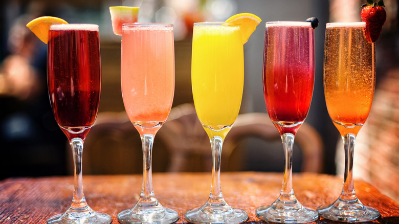 mimosas with different fruit juices