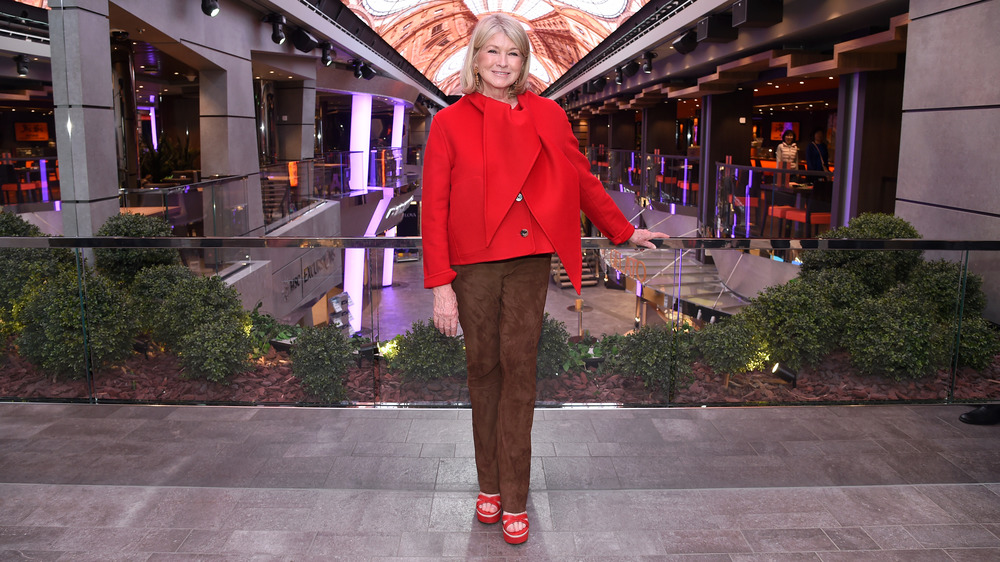 Martha Stewart wearing red jacket