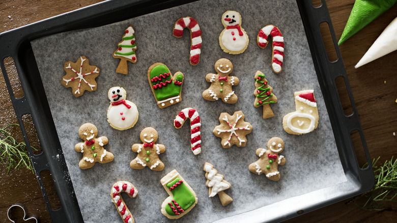 Christmas cookies on baking tray