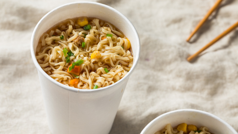 Instant ramen noodles in cups