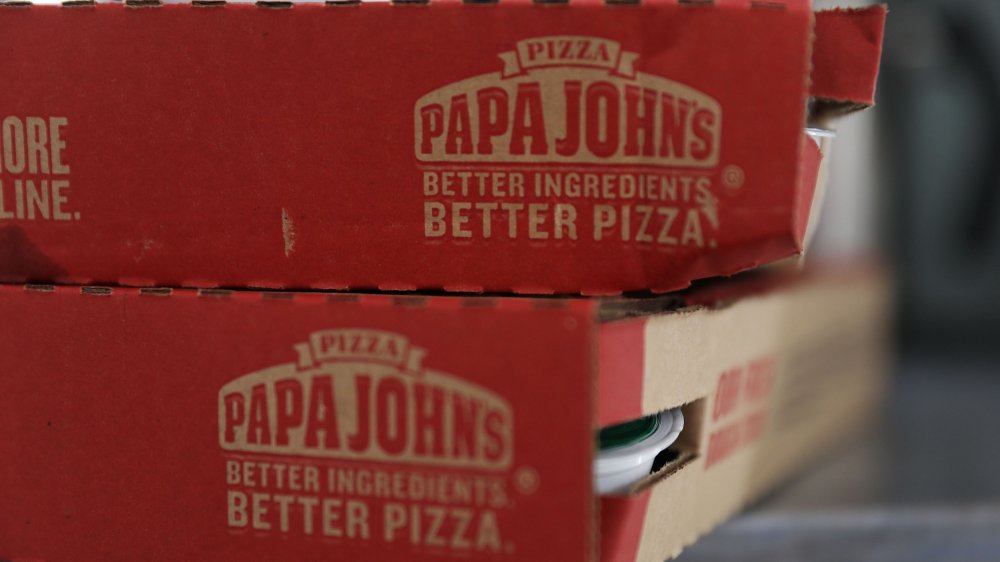 A generic photo of a Papa John's pizza boxes