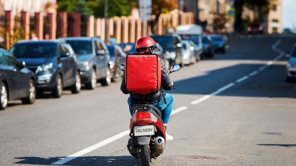 Food delivery motorcyclist