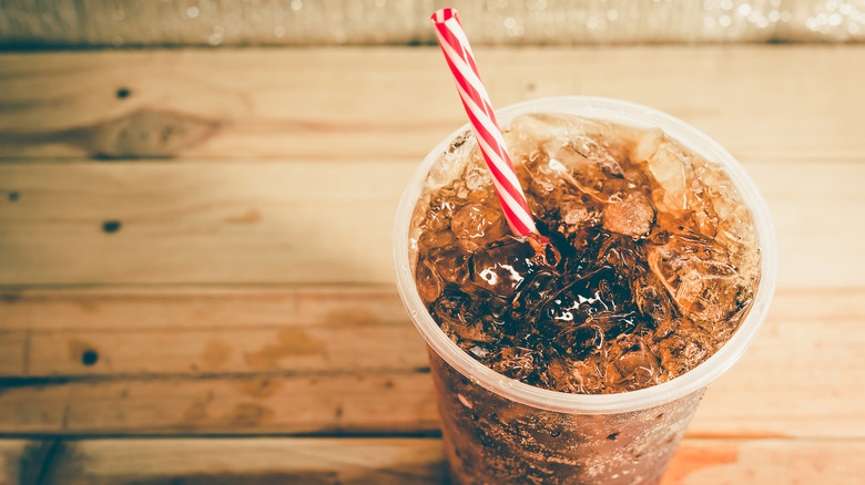 refreshing soda with ice