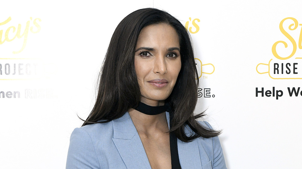 Padma Lakshmi in a blue suit