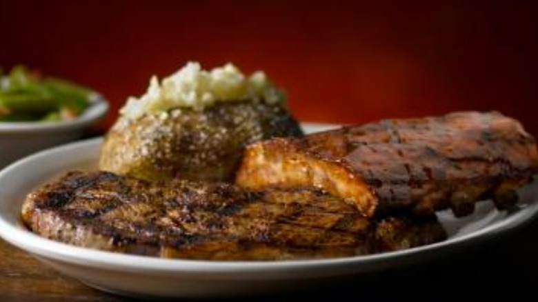 Texas Roadhouse ribeye and ribs 