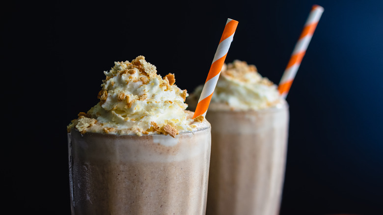 chocolate milkshakes with straws