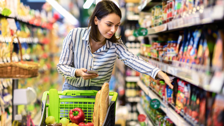 Woman grocery shopping