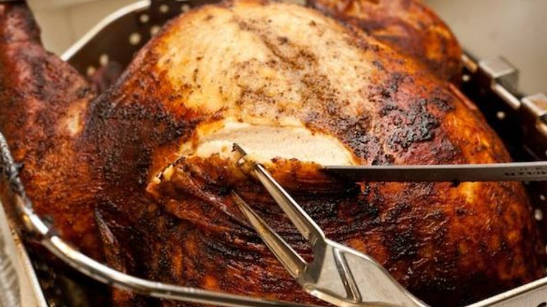 Carving a deep-fried turkey