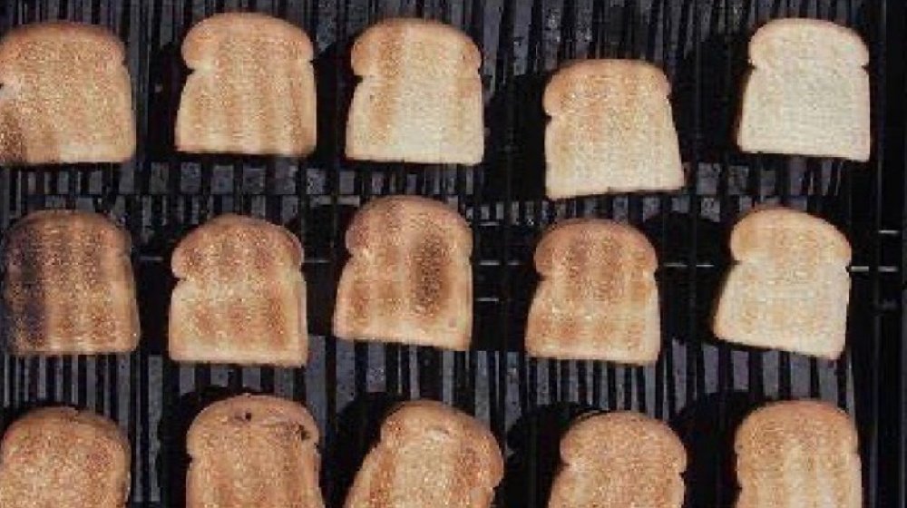 toasted bread on grill