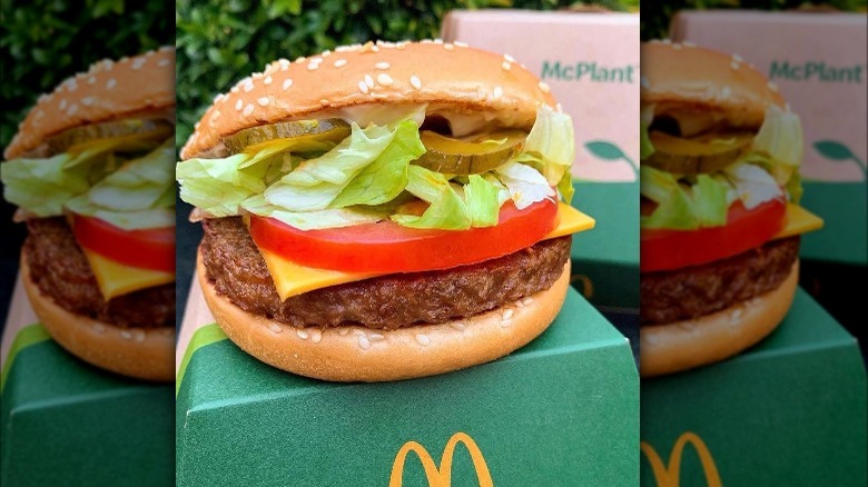 A McPlant burger sitting on top of its box