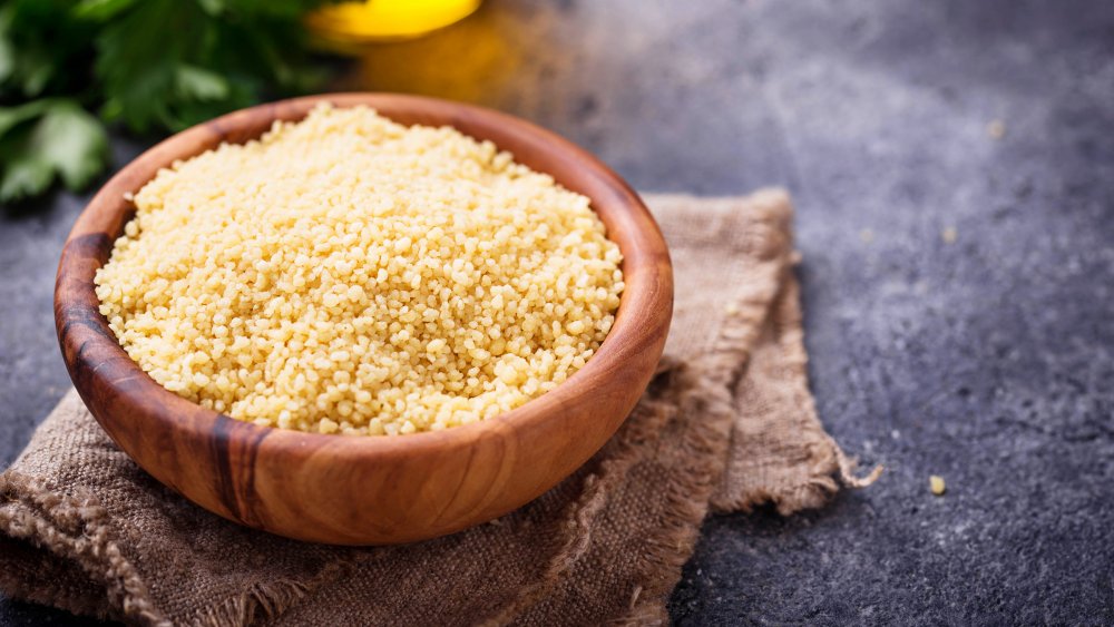 couscous in a wooden bowl