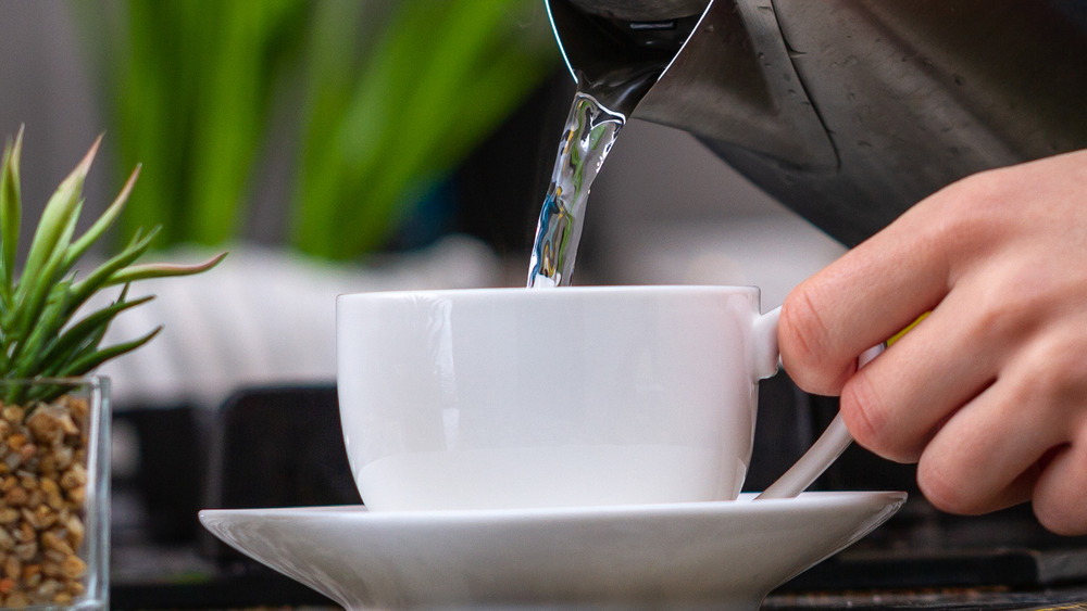 Pouring boiling water