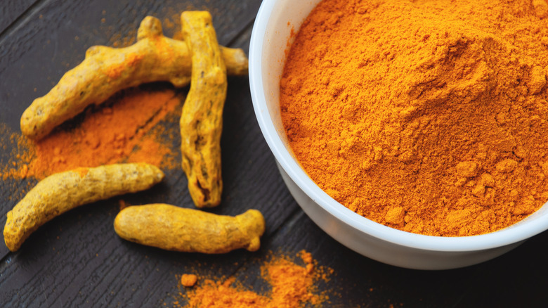 Turmeric in a white bowl