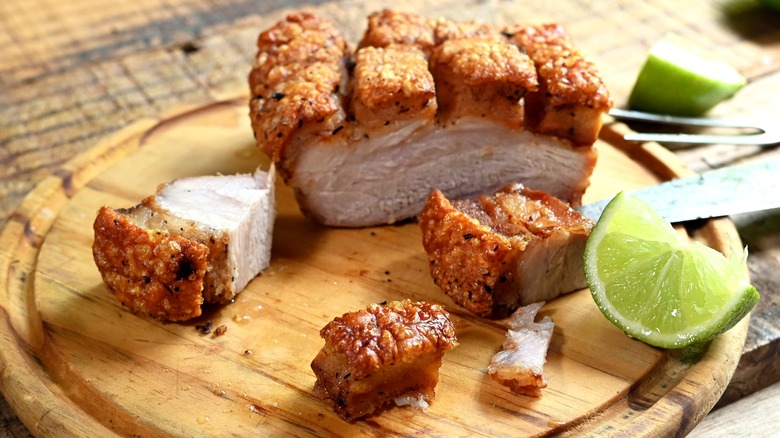 pork belly with crackling crust