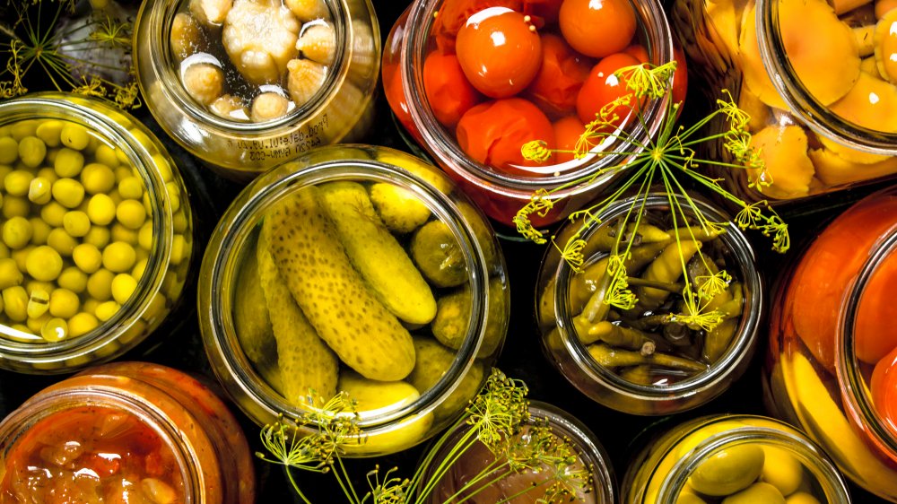 A variety of home pickled vegetables