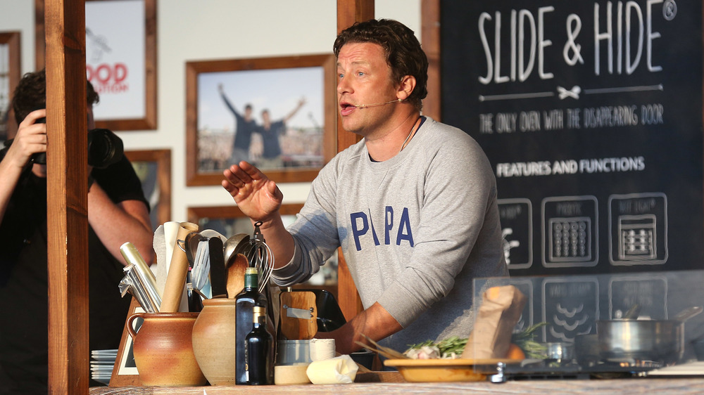 Jamie Oliver talking and cooking