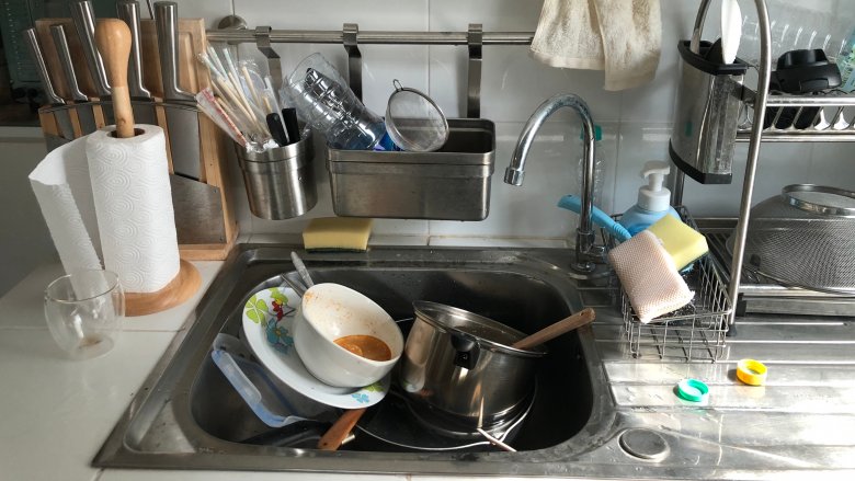 Dirty dishes in sink