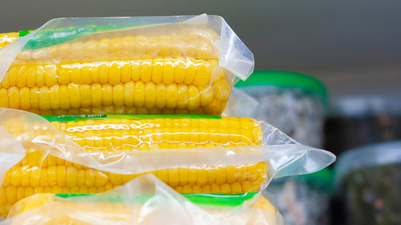 Corn on the cob in plastic bags