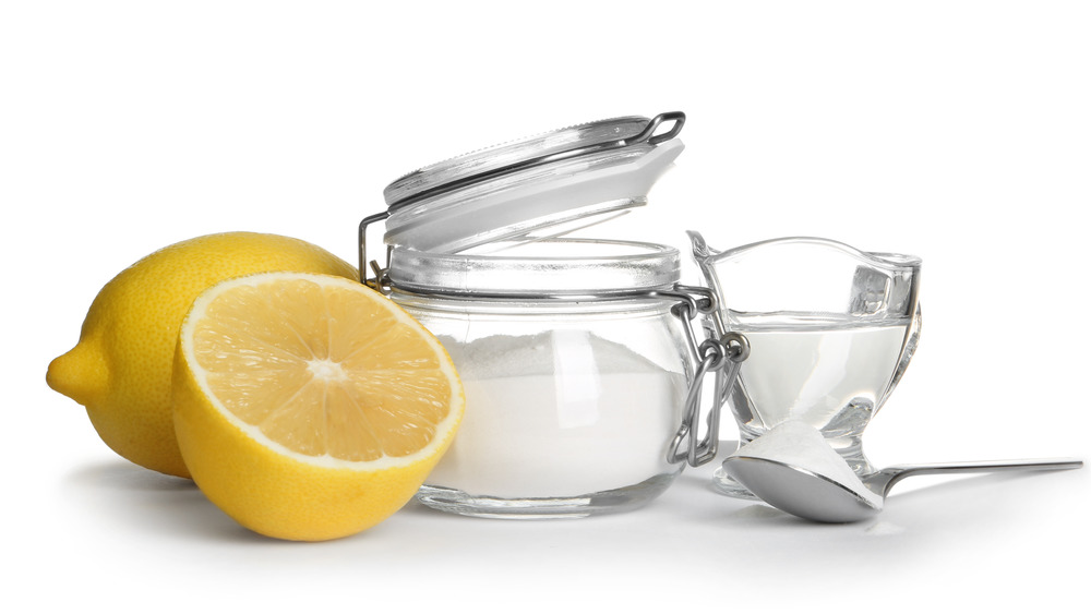 Lemon, baking soda, and vinegar