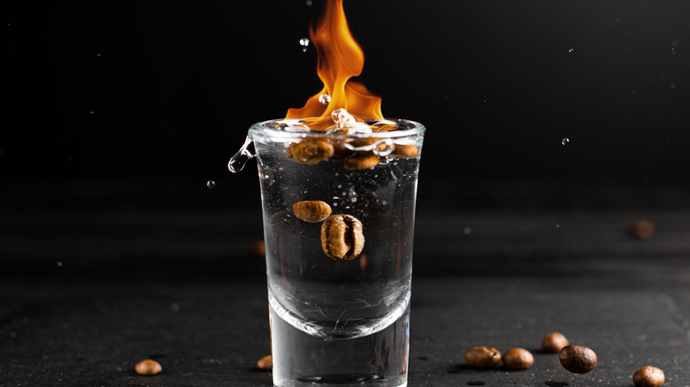 Shot of flaming sambuca 