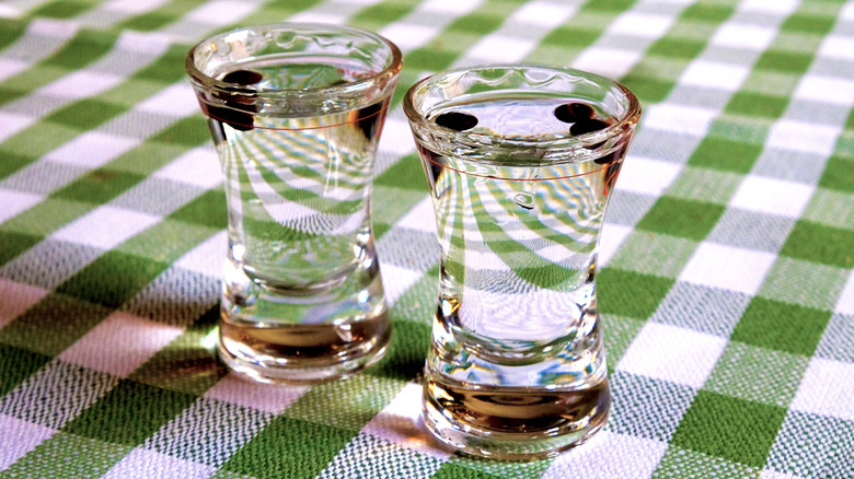 Sambuca with coffee beans