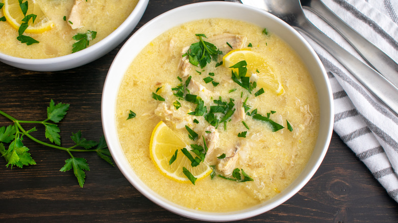 bowl of Avgolemono soup