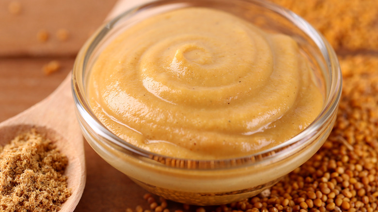 mustard in glass bowl