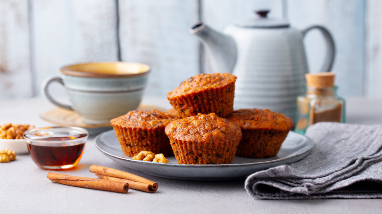 maple syrup muffins on plate