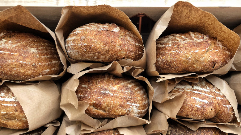 fresh bread in brown paper