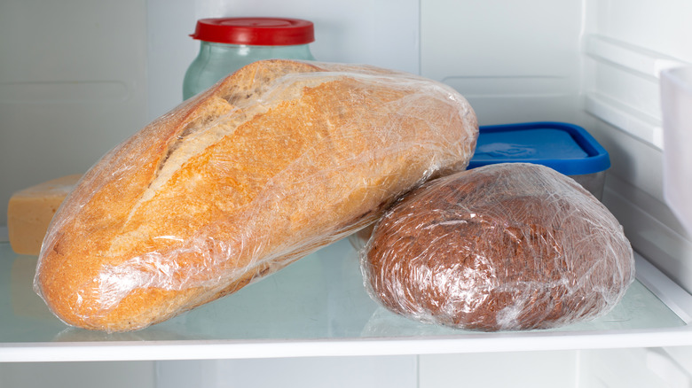 bread loaves in a fridge