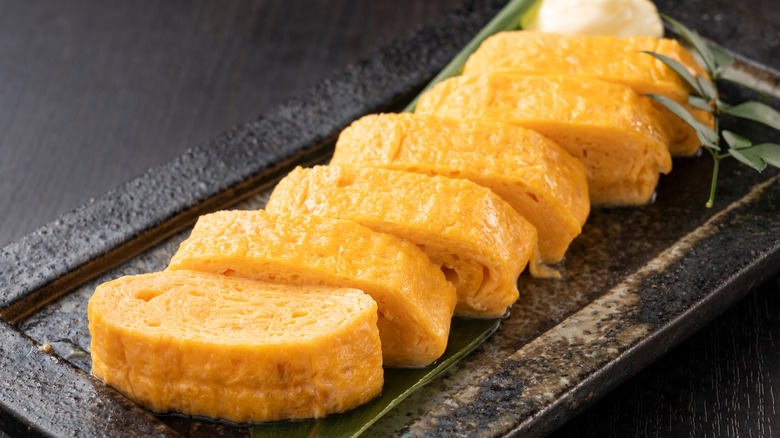 Tamagoyaki, japanese rectangular-shaped rolled omelet