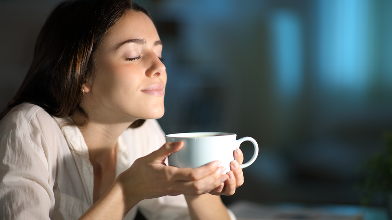 Woman drinking coffee