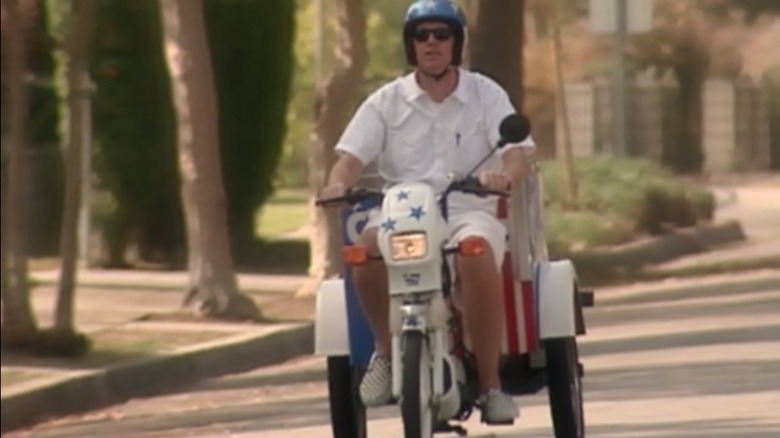 Tim Gavern on his ice cream moped