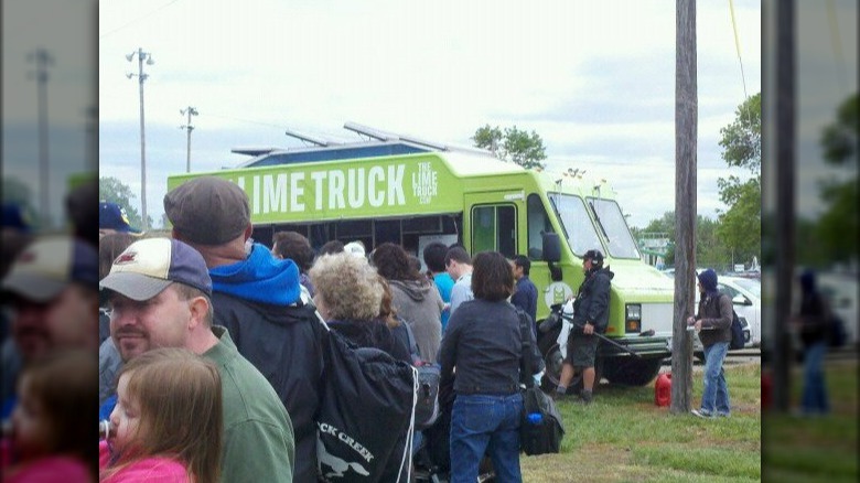 The Lime Truck, with a line forming outside of it