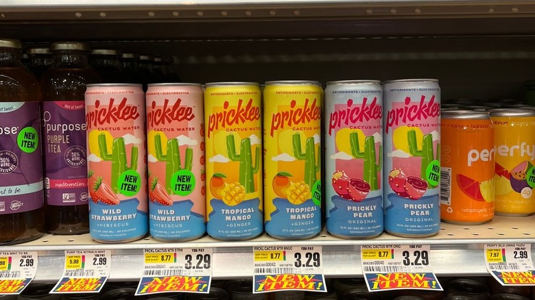 grocery shelf with Pricklee cans