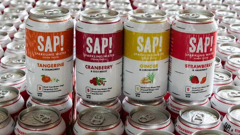 Cans of Sap! sparkling water