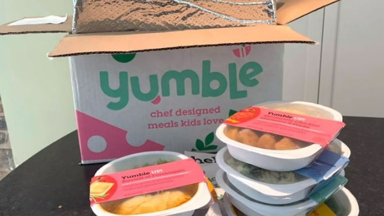 Packaged meals next to Yumble box