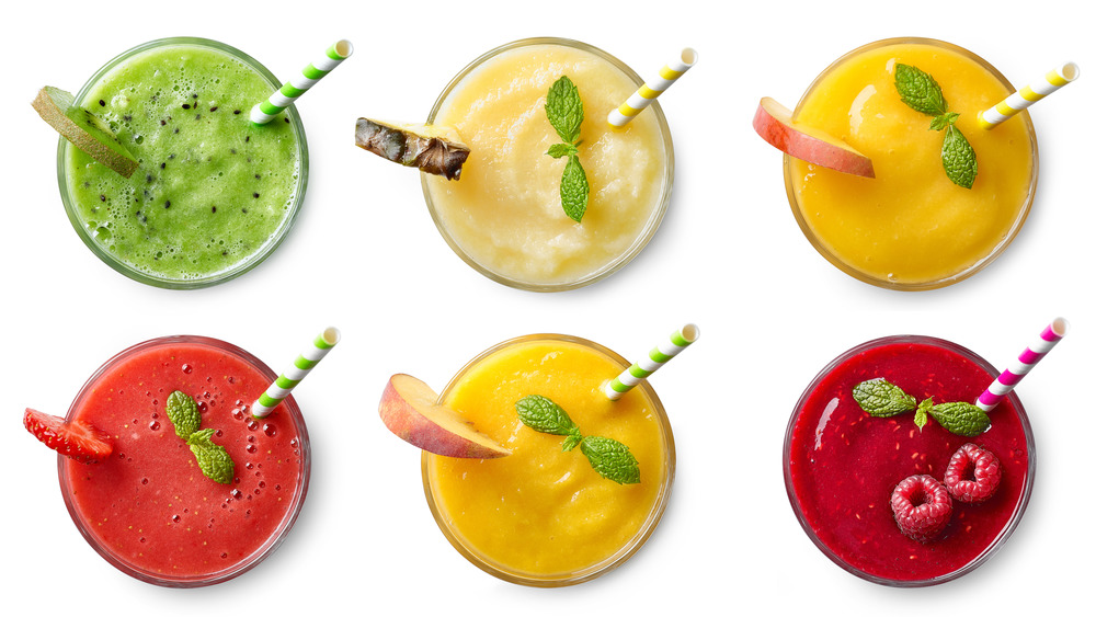 fruit smoothies with garnishes