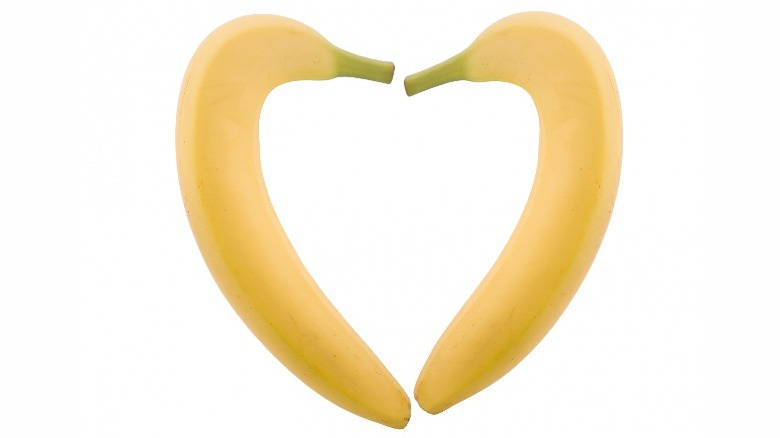 Two bananas resembling a heart