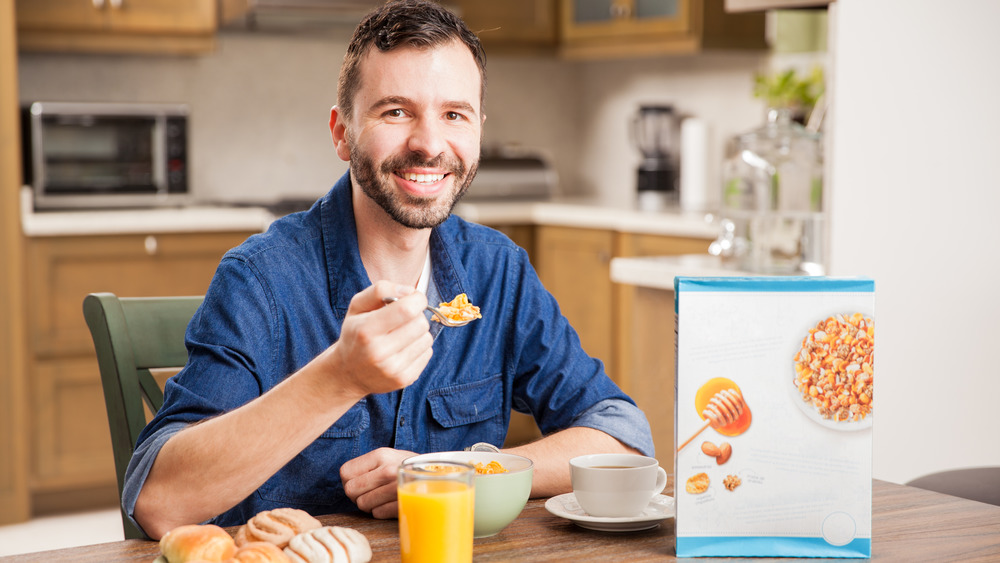 Man eating cereal