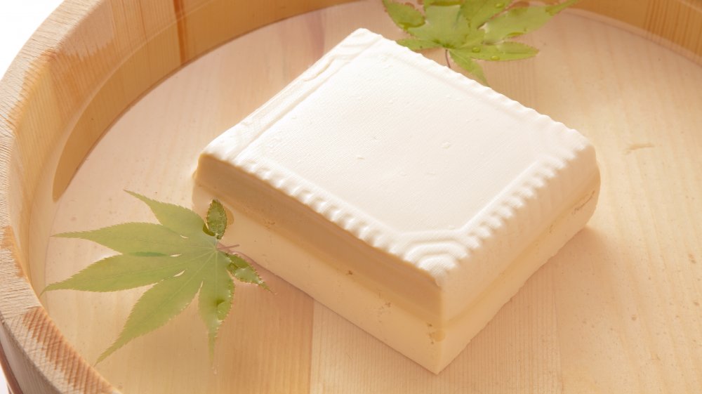 Tofu in a wooden bowl