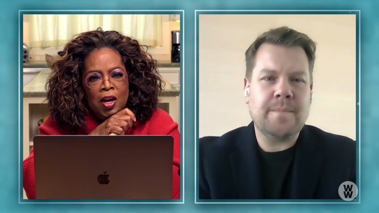 Oprah Winfrey and Corden Zoom